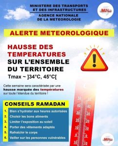 Agence Mali-Météo :  Annonce d’une hausse des températures sur l&rsquo;ensemble du territoire national, à partir de ce lundi.