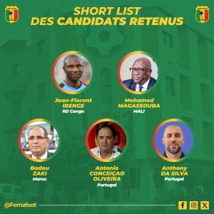 Sélectionneur des Aigles : cinq entraîneurs retenus par la FEMAFOOT