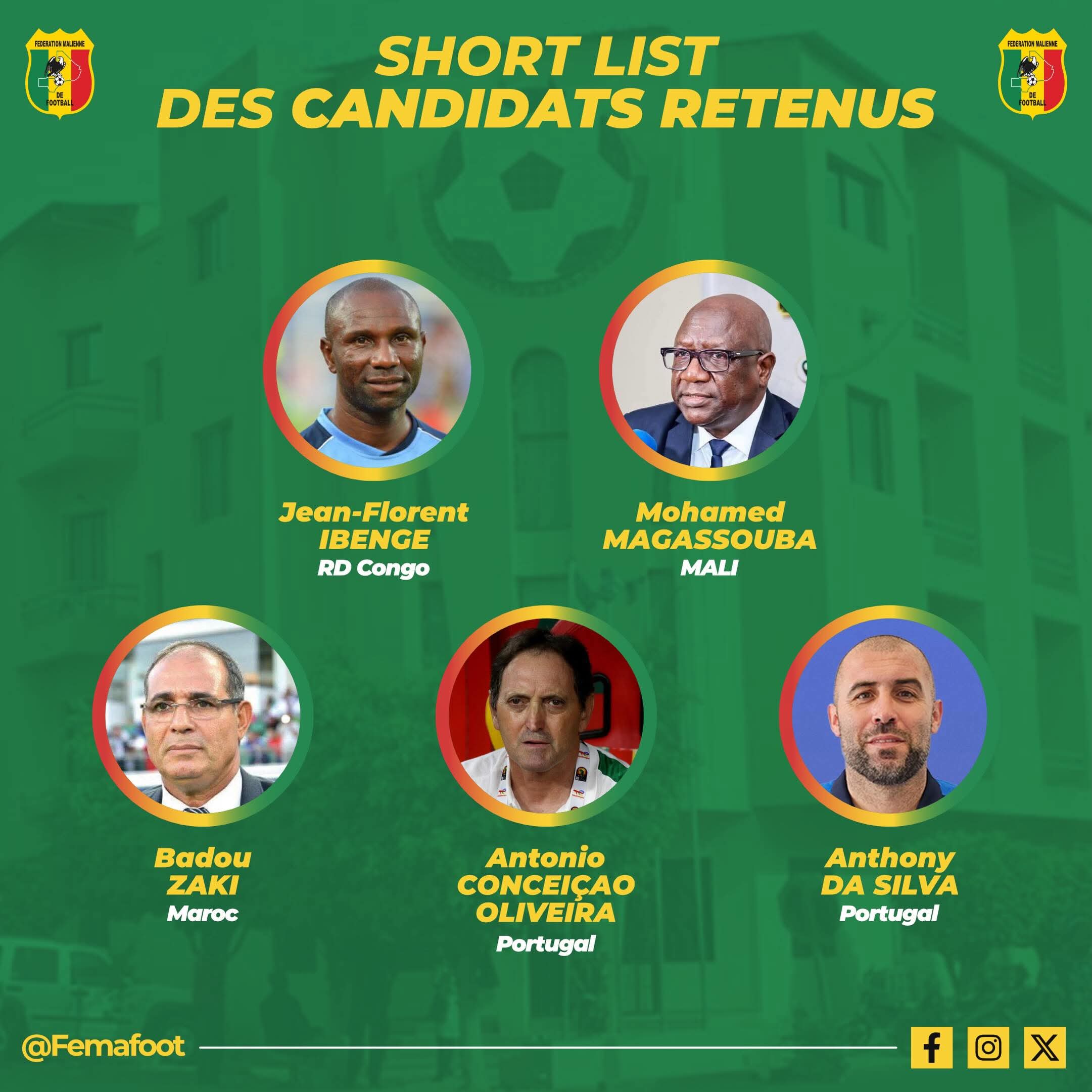 Sélectionneur des Aigles : cinq entraîneurs retenus par la FEMAFOOT