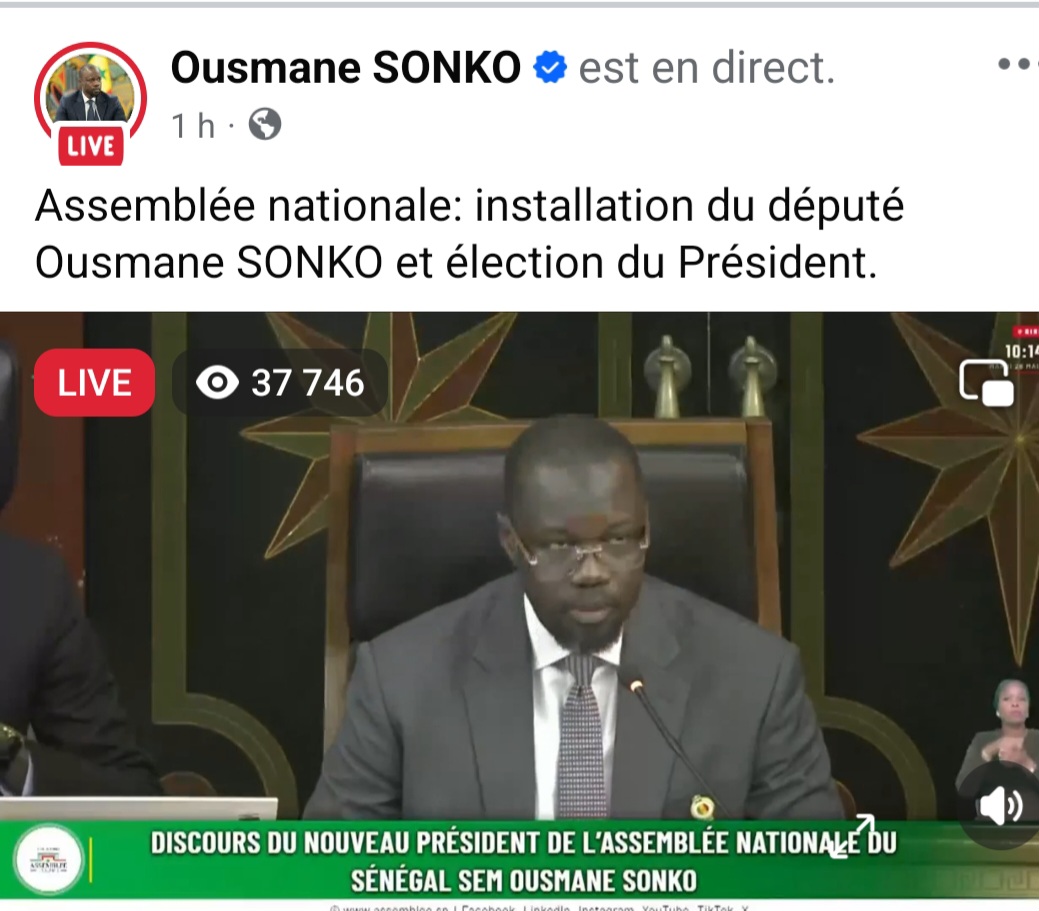 Élu président de l’Assemblée nationale du Sénégal : Ousmane Sonko se dit ouvert à des « discussions responsables et approfondies» pour apaiser le climat politique