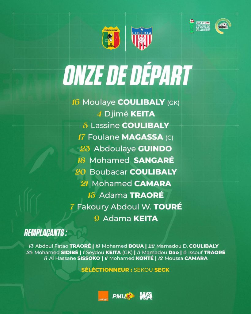 Qualifications de la CAN U17 de Foot : le Mali aligne son onze de départ face au Liberia