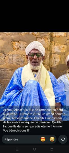 Tombouctou : L’Imam de la Mosquée Sankoré, Abderrahmane Ben Alhakoum Al Aquib Seyfou est décédé samedi